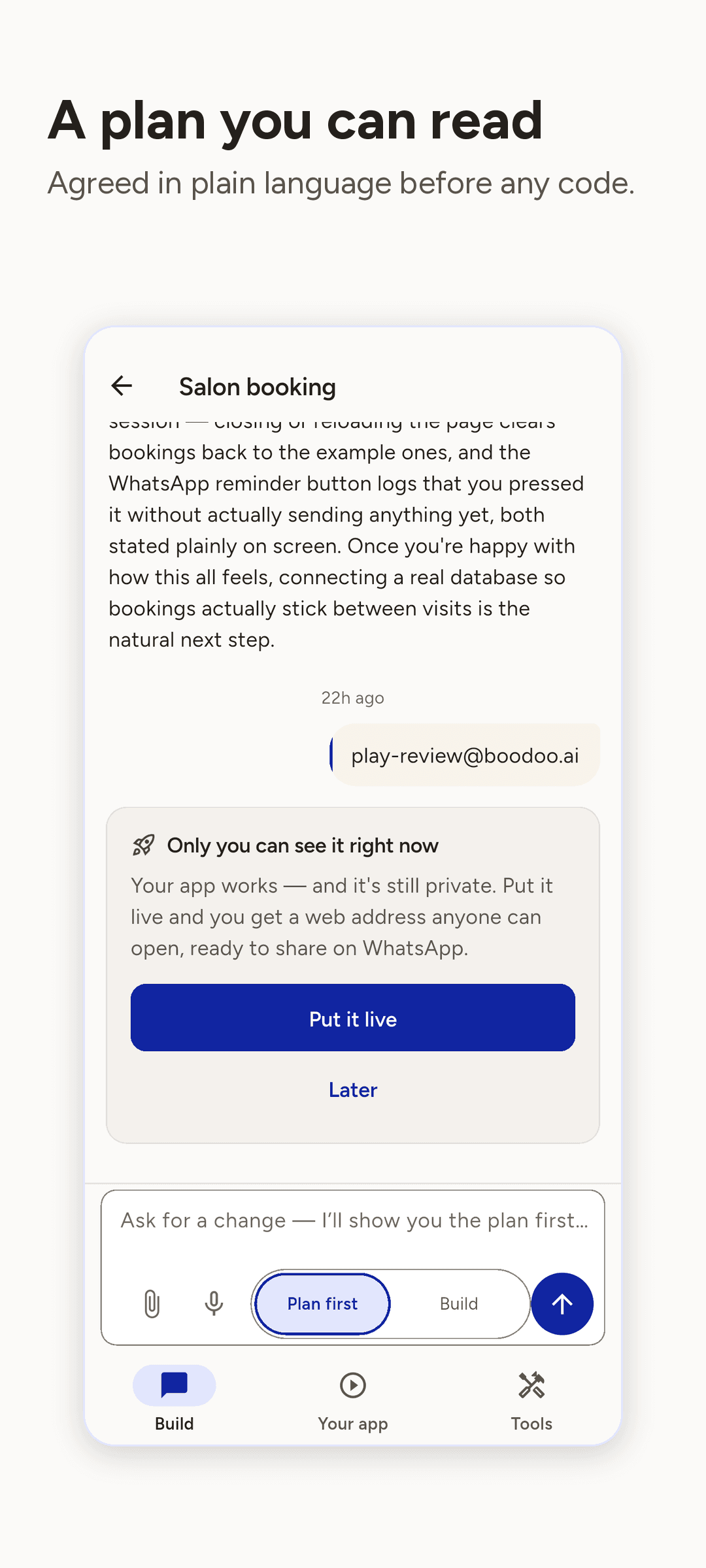 The app being built, step by step